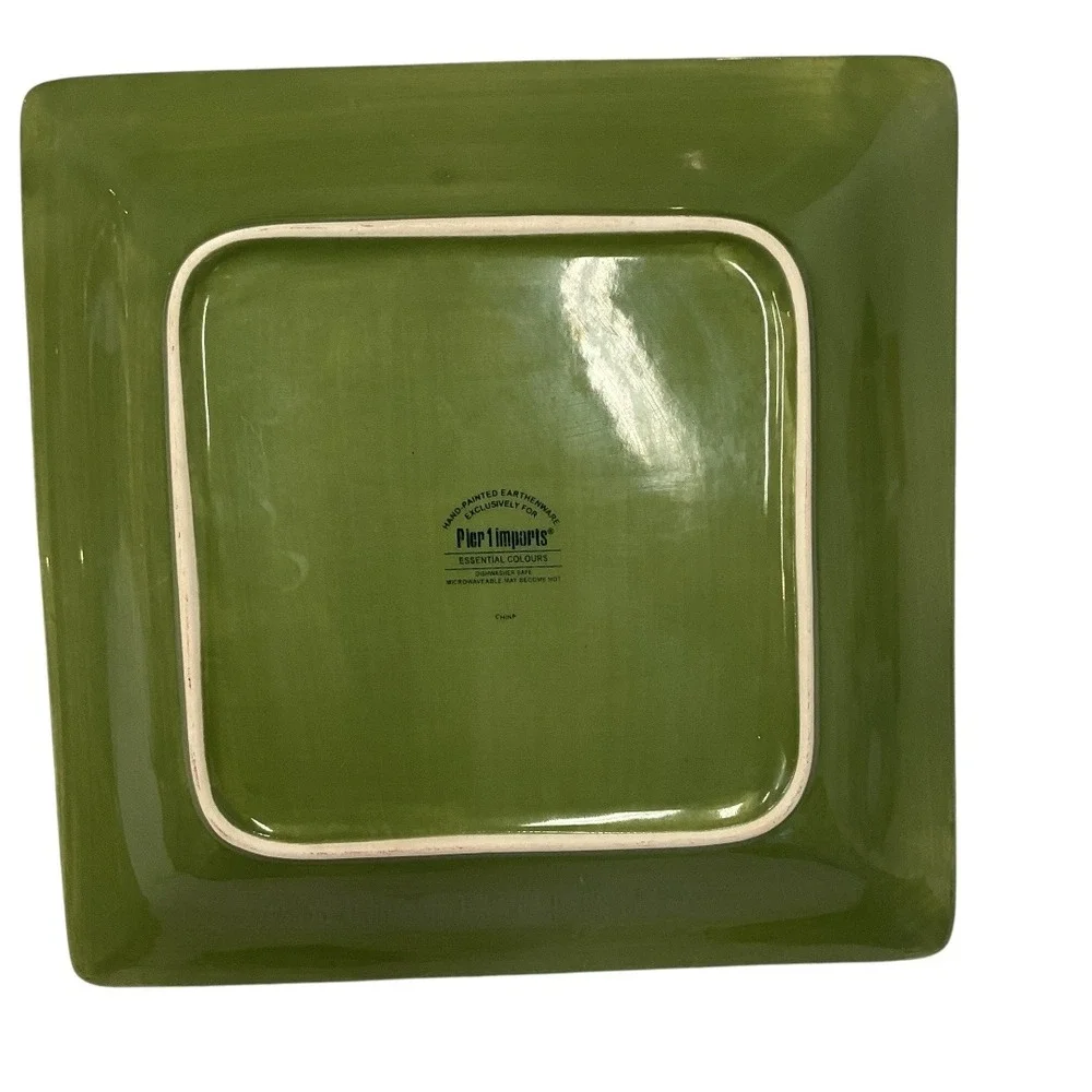 Pier 1 Imports‎ Square Dinner Plate Green Earthware Essential Colours Home Decor